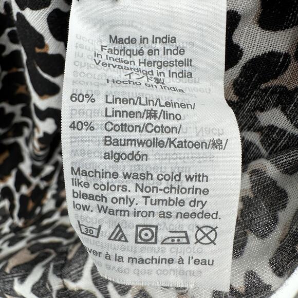 J Crew Shirt Womens 0 Leopard Print Linen Cotton Button Front Slim Preppy - Picture 9 of 10